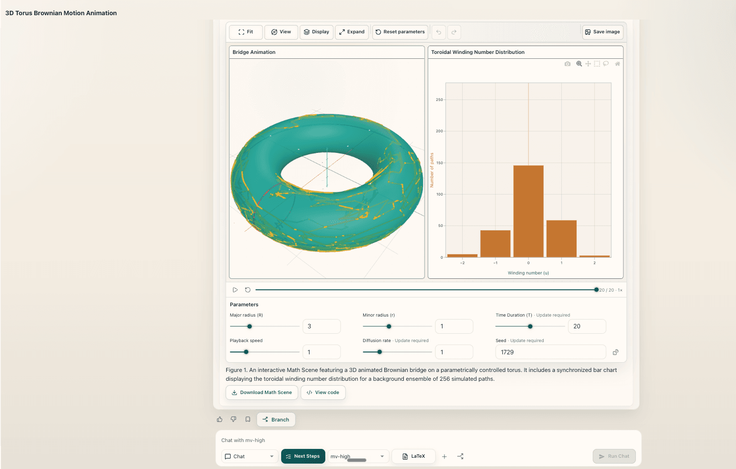 MathVision interactive 3D torus visualization with a synchronized winding number chart